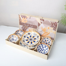 釉下彩碗盘套装餐具礼盒结婚伴手礼物活动店庆礼品碗盘碟套装家用