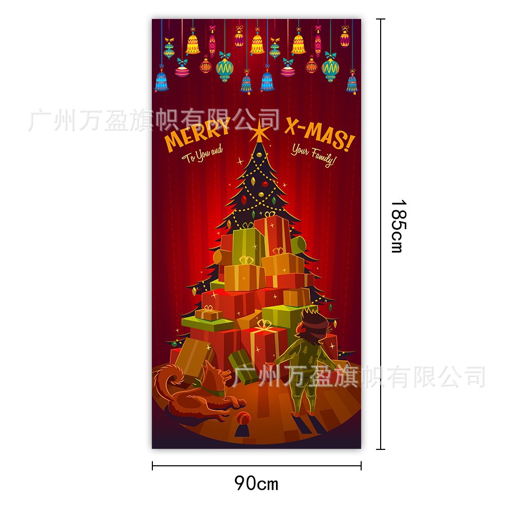 2025 nuevos productos de navidad cortina de bandera Santa Claus para ver la hoja de regalo decoración de tela colgante Bandera de bienvenida de Navidad