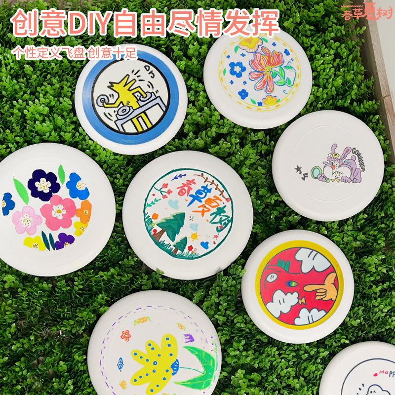 Regalo para el regreso a clases, frisbee suave en blanco para pintar a mano, materiales para deportes al aire libre, disco volador.