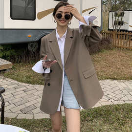黑色高级感炸街西装外套女春秋新款韩版宽松休闲气质小西服可代发