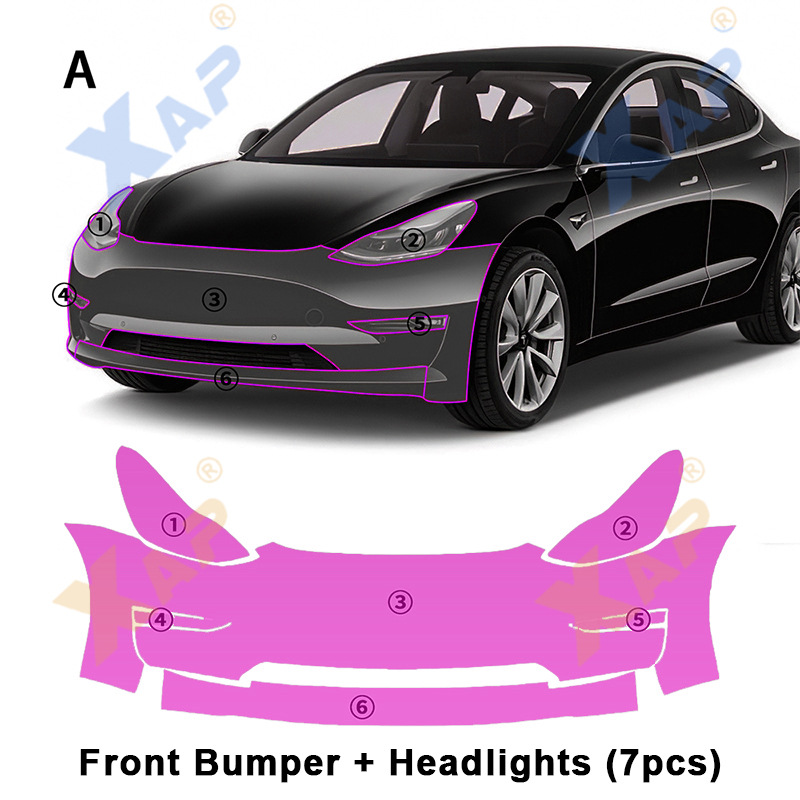 Cross-border exclusive for Tesla Model 3 20-23 TPU invisible paint anti-scratch transparent protective film