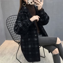 山力达迪加厚水貂绒女外套中长款韩系毛呢大衣外套小个子西装领秋