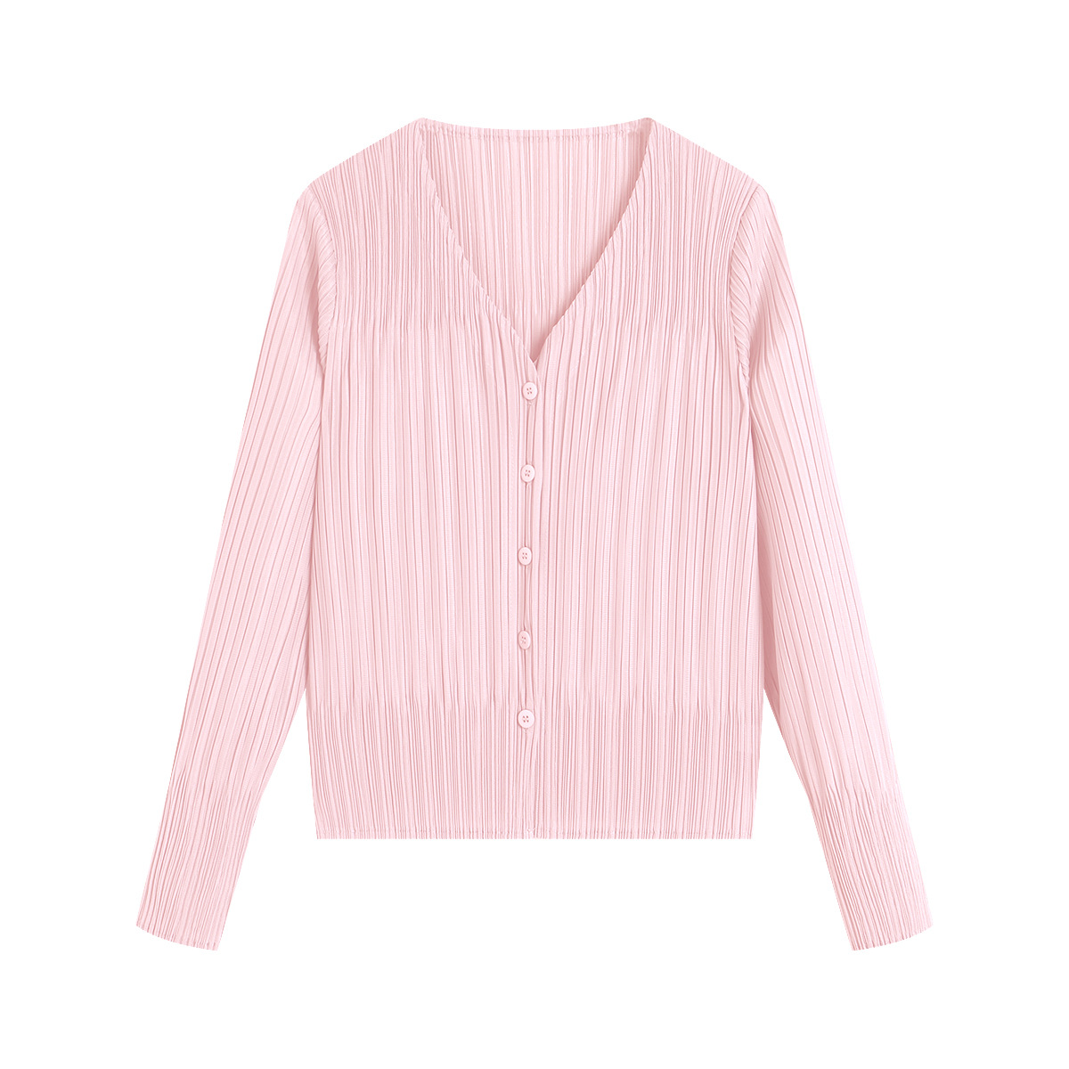 Áo len cardigan nữ V-neck tay dài xếp ly mỏng nhẹ xuân hè — màu đen chi tiết 4