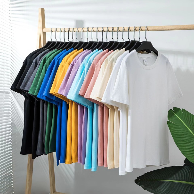 重ポンド新疆精櫛純綿包襟辺純色半袖tシャツ男女夏ゆるい大サイズ丸襟白色カジュアル|undefined