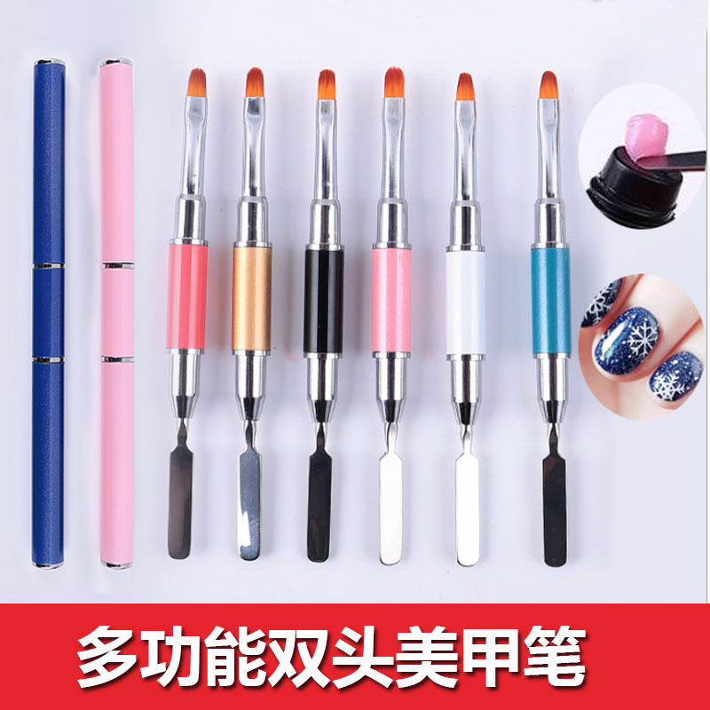 Nail Art Double-head Dual-purpose Phototherapy Pen Stainless Steel with Color Tone Glue Embossing Rod Multifunctional Nail Pen Multi-color Selection