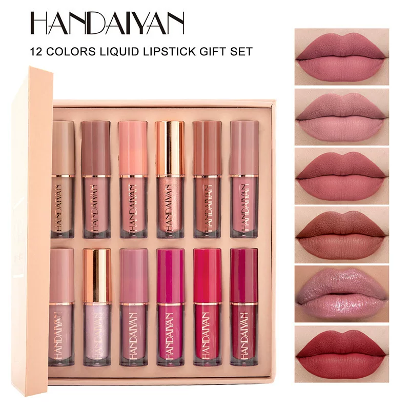 Блеск для губ, матовый набор, помада, 12 оттенков