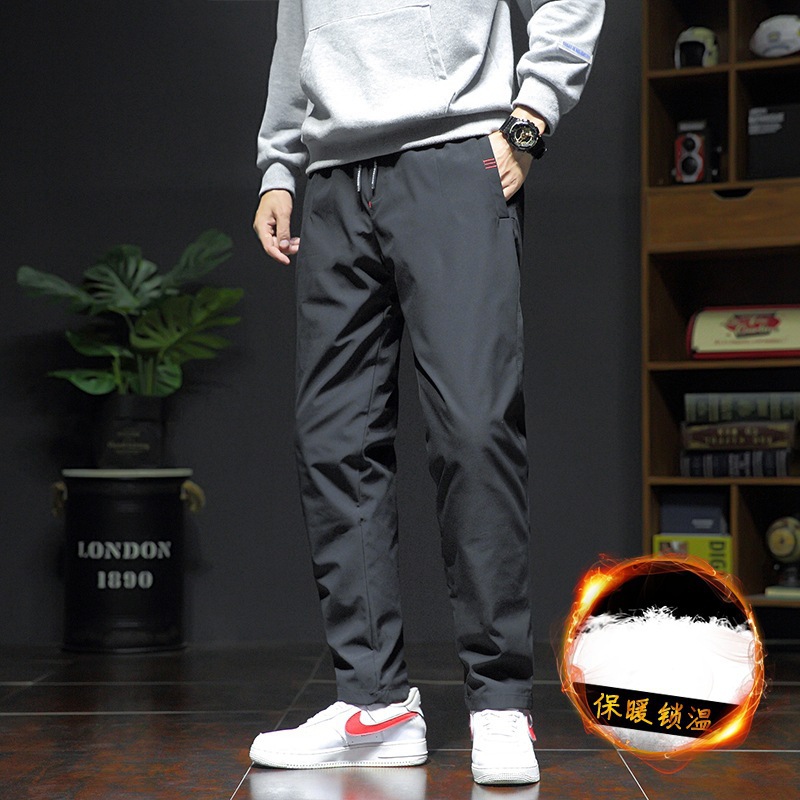 Men's down-filled trousers, lightweight, warm, thick, outdoor cotton-padded trousers, duck down trousers, men's trousers.
