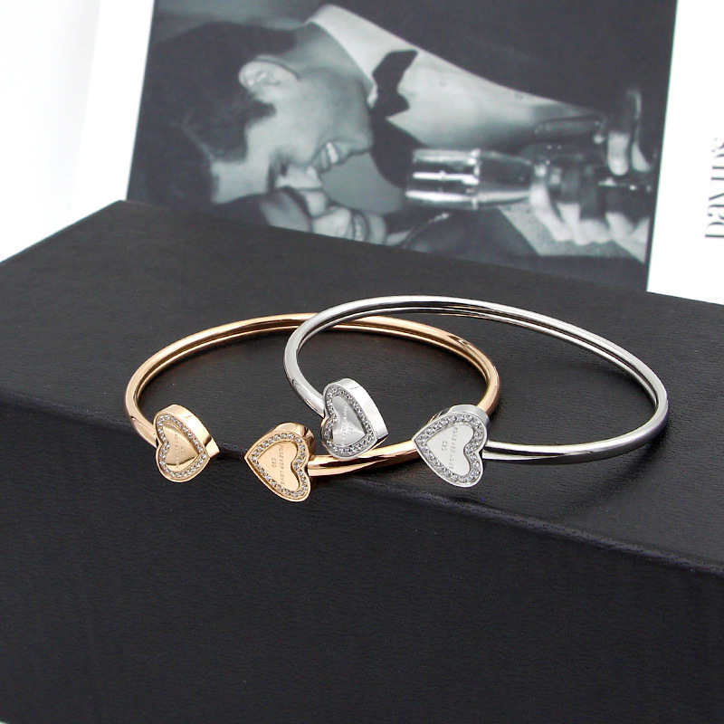 H1-205 Korean Double Heart-Shaped Forever Love Micro-Encrusted Diamond Hollow Tube Twisted Wire Bracelet Peach Heart Cnc Diamond Bracelet H1-205 Korean Double Heart-Shaped Forever Love Micro-Encrusted Diamond Hollow Tube Twisted Wire Bracelet Peach Heart Cnc Diamond Bracelet