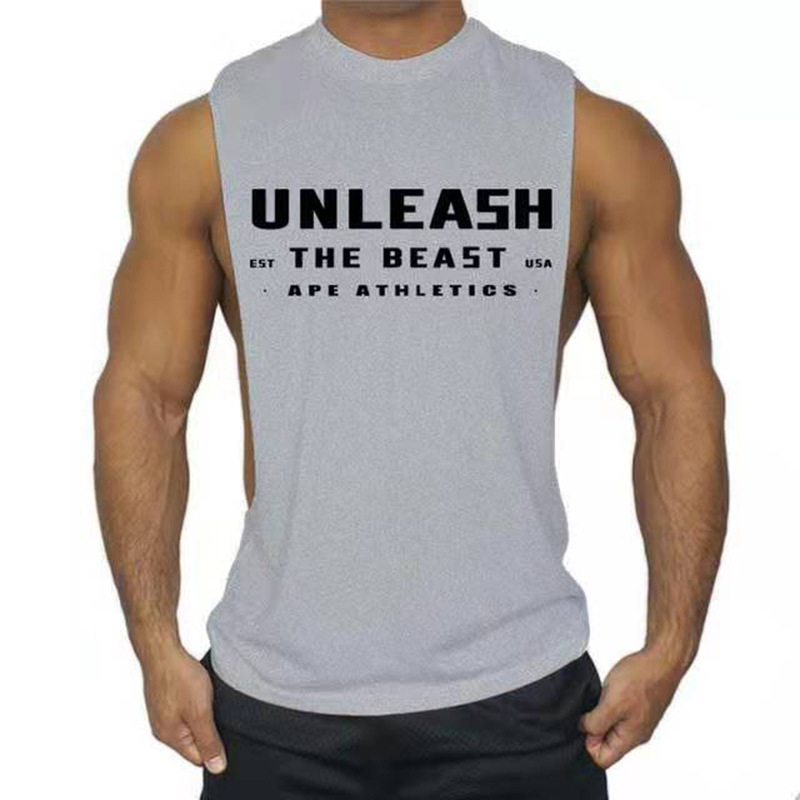 外贸货源健身背心男宽松运动休闲欧美潮坎肩无袖T恤网店代理