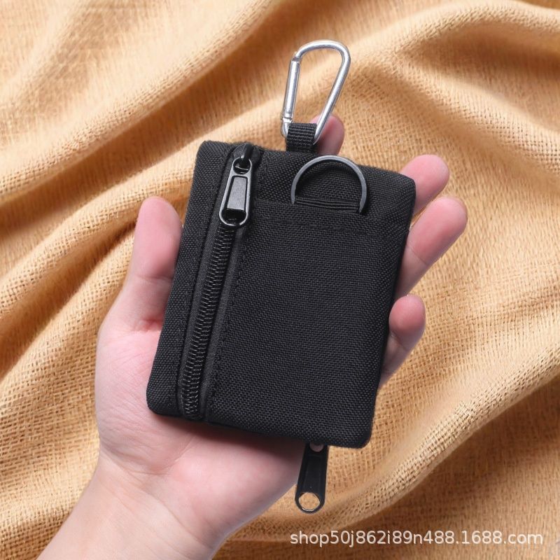 Bolsa de almacenamiento multifuncional, cremallera de lona, billetera pequeña, tarjetero, bolso cuadrado, cambio, llavero, bolso para colgar, bolso para fanáticos militares al aire libre