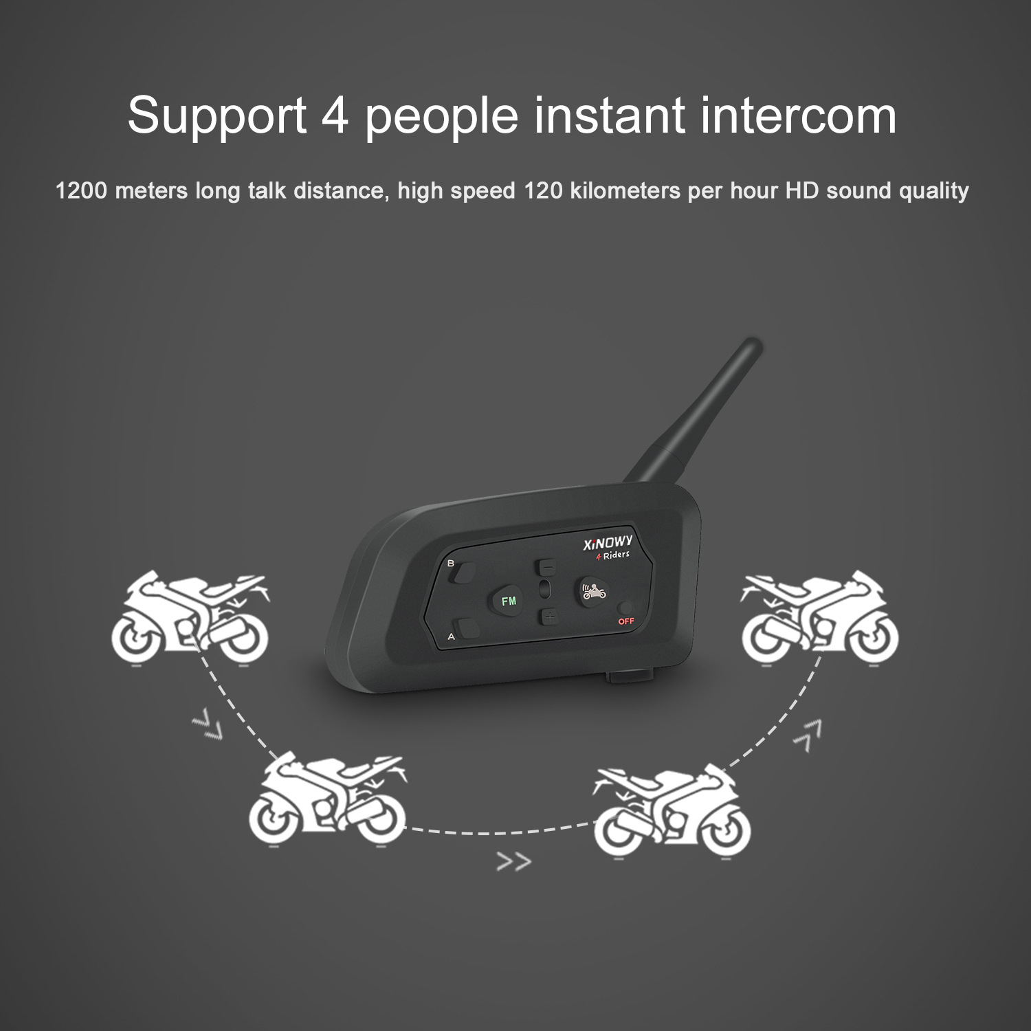 Xinowyv4Cpro Ear-Hook Football Referee Intercom Headset for 4 People, Simultaneous Referee Intercom, 3 Sets, 4 Sets