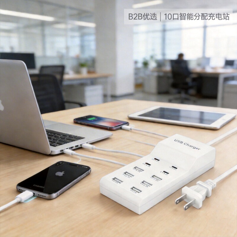 10-Port Usb-C Multi-Port Charger Socket with Intelligent Power Distribution Suitable for Huawei/Apple Phones, Tablets, and Other Power Sources