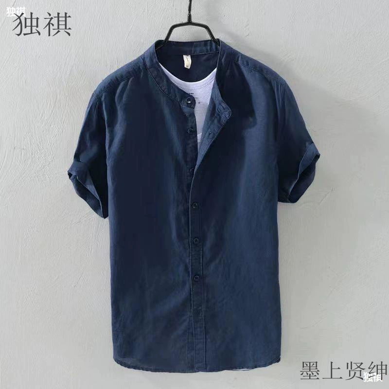 Летняя тонкая мужская рубашка сoversize, хлопок и лен