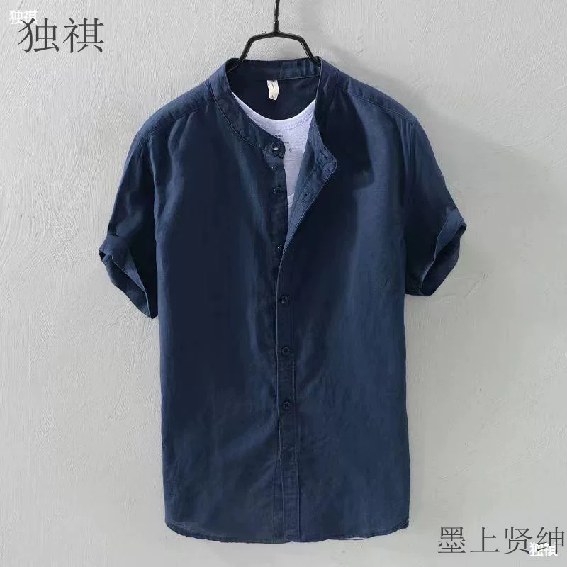 Летняя тонкая мужская рубашка сoversize, хлопок и лен