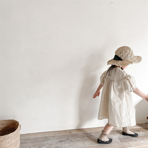 Korean children's clothing summer 2024 new style girls Korean summer clothing washed cotton dress long skirt 122251