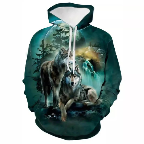 Men's Sweatshirt Western Autumn and Winter 3D Digital Printing Large Size Casual Hooded Sweatshirt