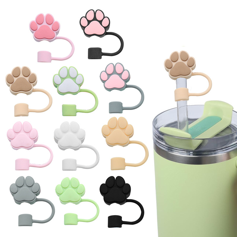 Spot transfronterizo Taza de agua Stanley Cubierta de pajita Tapón antipolvo Tapa de pajita de garra de gato de 10mm Tapón de pajita creativo de dibujos animados