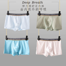 青少年纯棉内裤平角秋冬款大童胖男孩内裤简约单色组合内裤厂家批