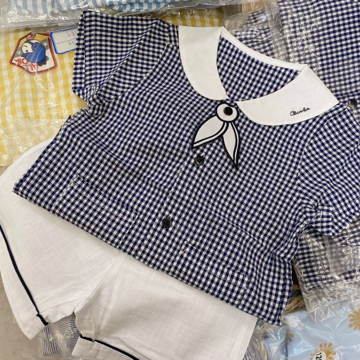 Patpat ropa infantil transfronteriza primavera y otoño vestido de niña camisa a rayas delgada comercio exterior miscelánea