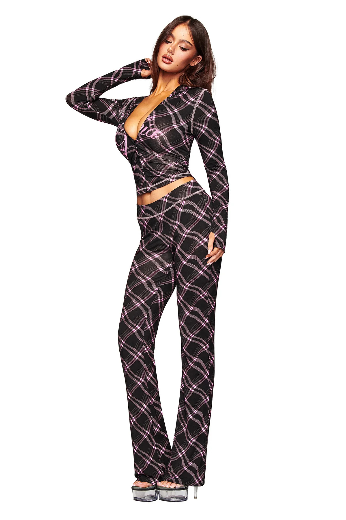Black pink plaid / S