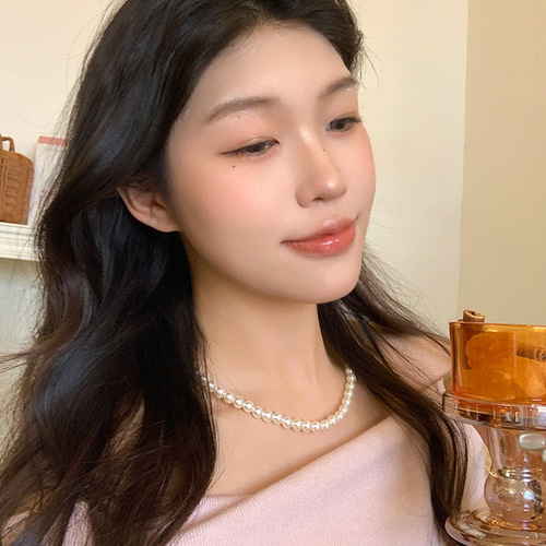 Korean classic retro pearl necklace for women fashion simple temperament collarbone chain internet celebrity same style necklace wholesale