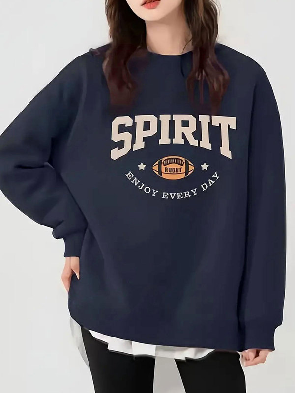 Cross-Border Hot-Selling Item: Temu, Shein, Amazon Imitation Cotton Composite Milk Silk 330g Round-Neck Loose Sweatshirt