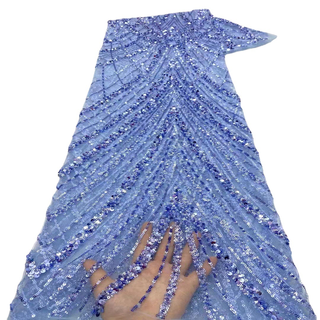 Industria pesada Africana lentejuelas encaje de alta calidad bordado malla vestido de novia tela con cuentas encaje jx1929