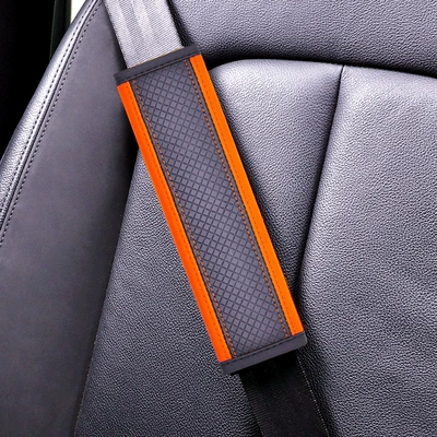 Seat belt shoulder pad: protective cover interior safety belt - ddjy-rhombus-shoulder-pad-single-black-orange-24cm