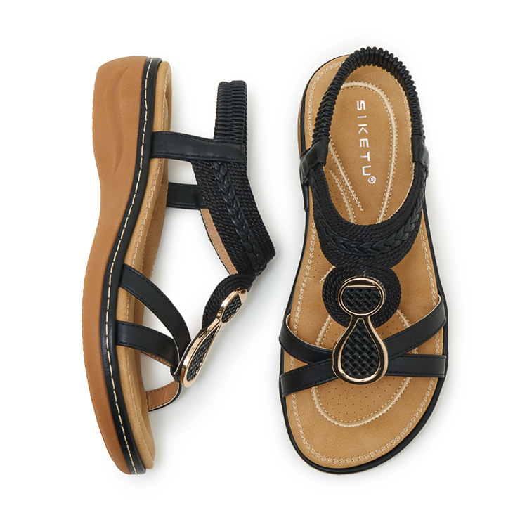 Sandal nữ đế xuồng cao gót 9 cm quai chéo bản to — Champagne màu, màu đen, màu xám chi tiết 32