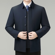 品牌高档男士休闲棉衣秋冬加厚中老年加肥加大翻领爸爸装棉服外套