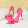 626-H2 Korean Fashion Sweet High Heels Slim Heels Super High Heels Shallow Notched Side Cut Bow Knot Single Shoe for Wom