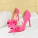 626-H2 Fashionable Sweet High Heels Slim Heels Super High Heels Shallow Mouth Pointed Side Hollow Bow Knot Single Shoe Female