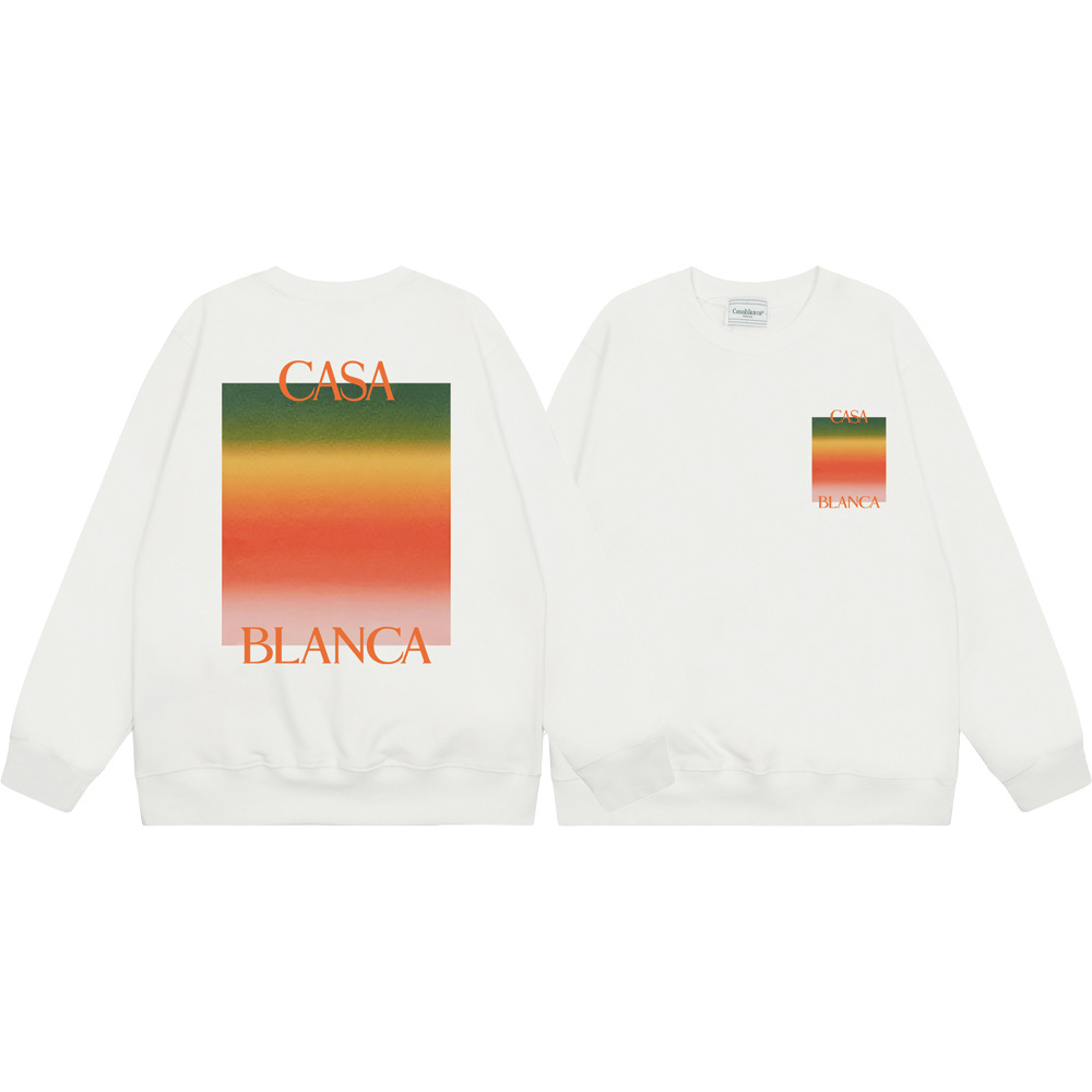 Marca de moda transfronteriza Casablanca letras de Casablanca impresión de color 380g lazo camiseta de cuello redondo