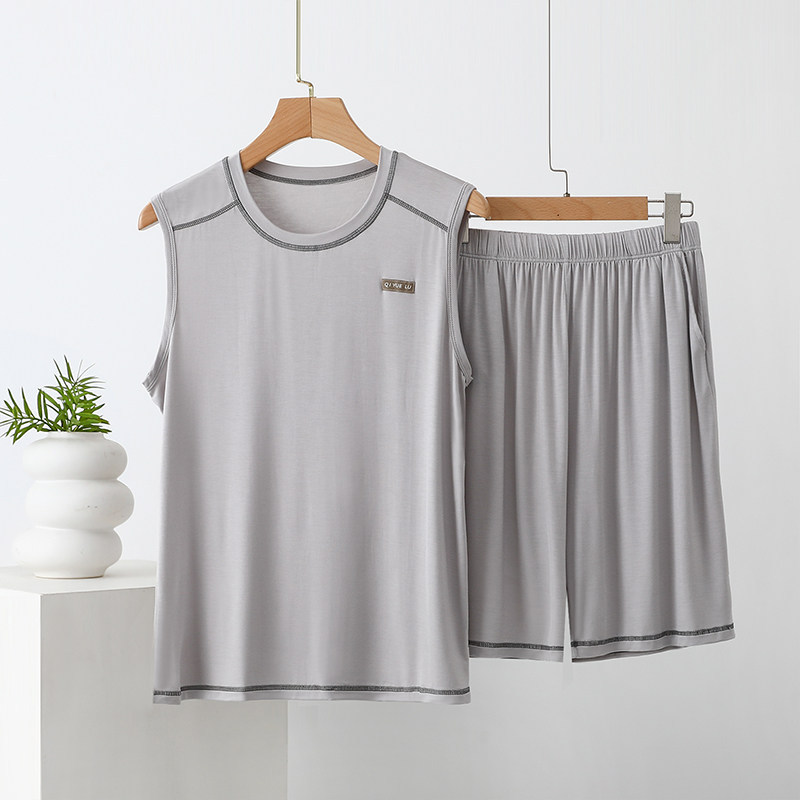 Men's Modal Vest Set Thin Summer Sleeveless Two Piece Casual Plus Size Pajamas Or Loungewear Style_voghion.com