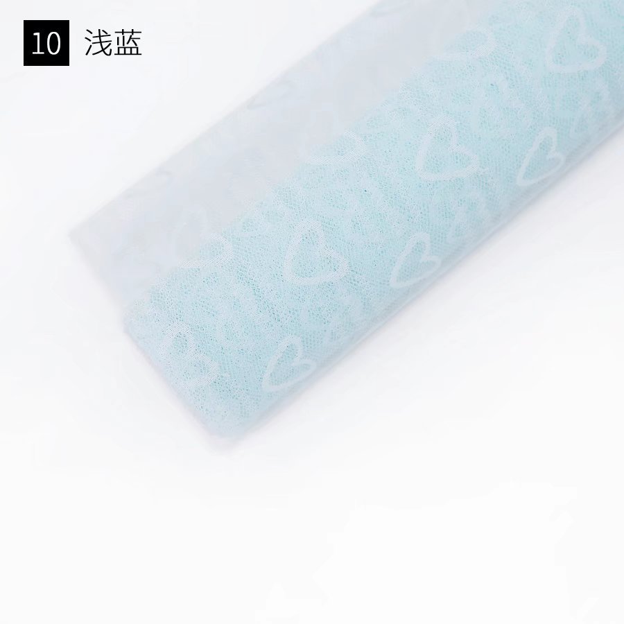 Fábrica de fiestas de flores al por mayor nuevo amor Jacquard flor envasado hilo de malla florista de color sólido