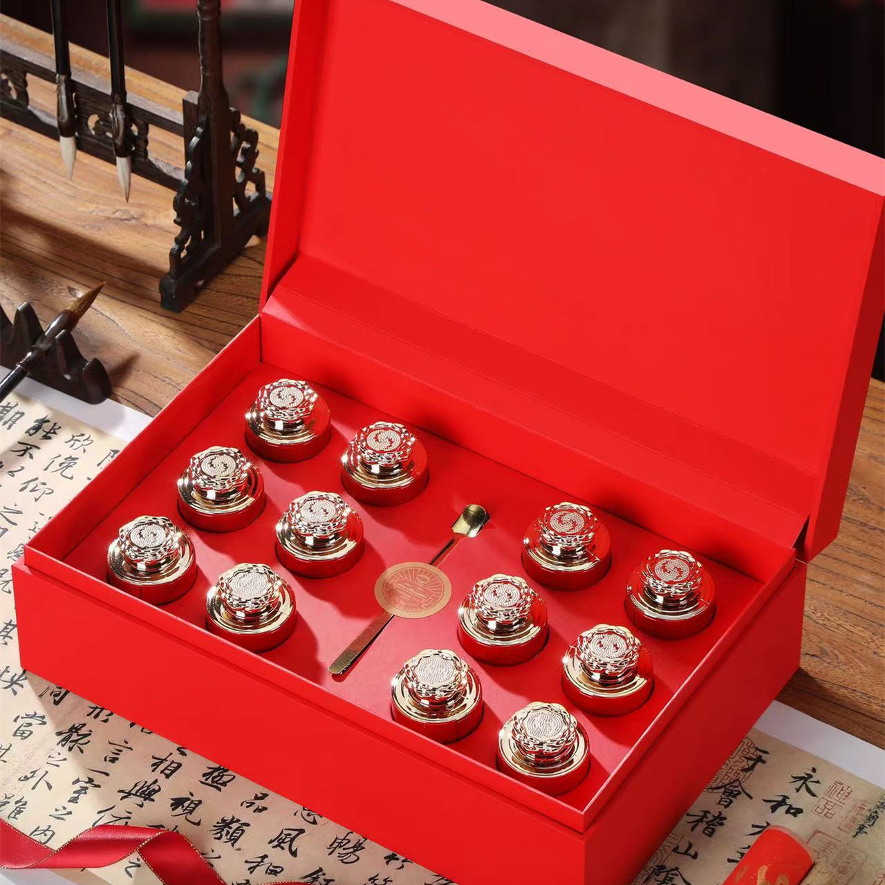 新款小罐茶礼盒包装盒空盒红茶岩茶枸杞12罐通用高档茶叶包装盒