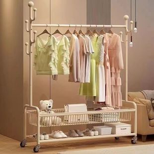 Drying Rack Rack Floor Household Vertical Mobile Bedroom Clothes Hanger Rack Simple Coat Rack for Living Room