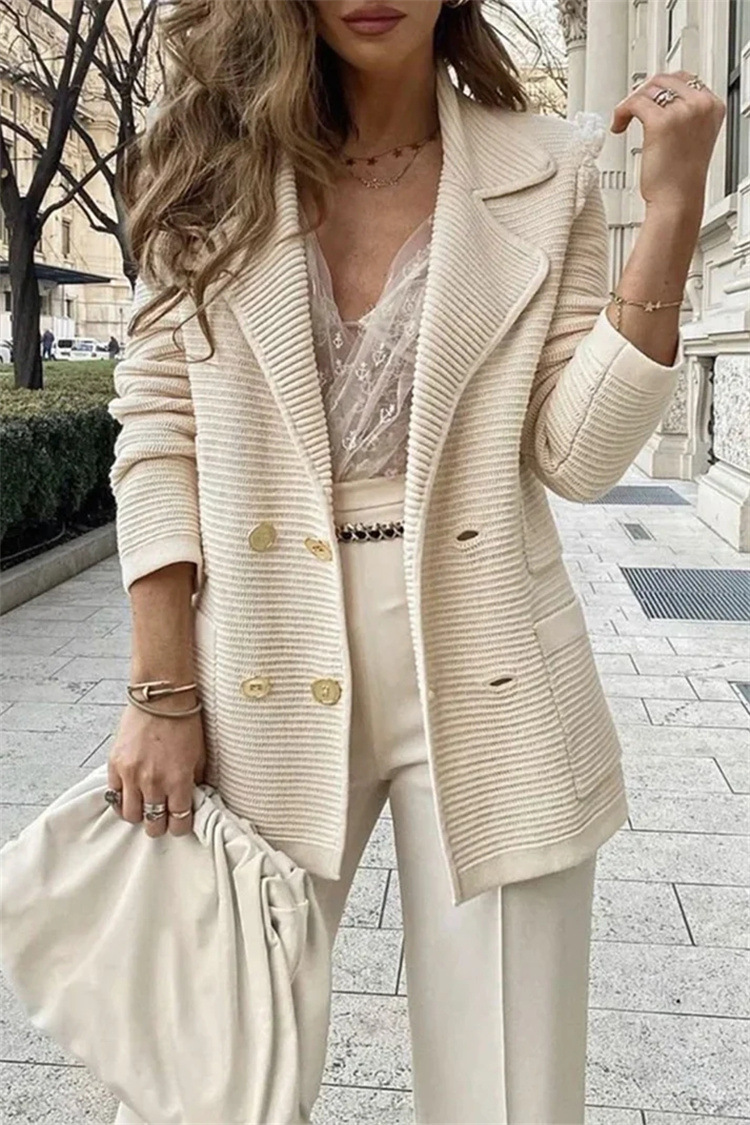 Frau Blazer Lange Ärmel Blazer Taste Einfacher Stil Einfarbig display picture 1