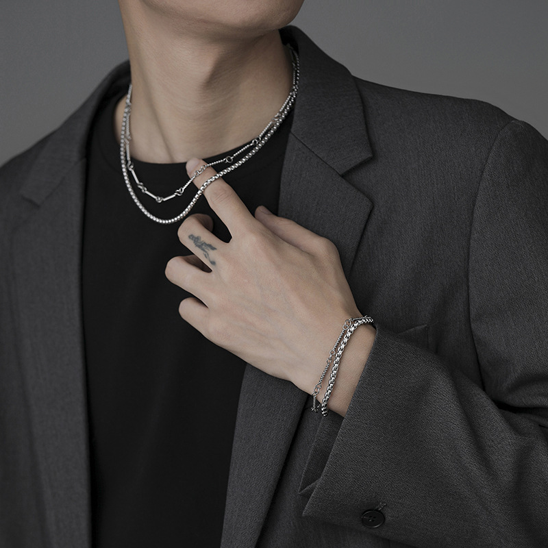 Titanium Steel Chain Material box chain Chain Type Simple Style Geometric Titanium Steel Unisex Chain Necklace Men Layered Necklaces