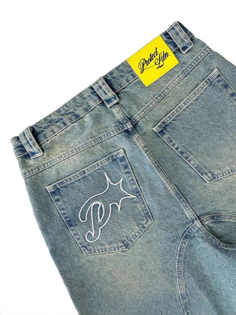 Europa y América Tren transfronterizo retro casual americano bordado callejero tendencia suelta Harajuku lavado mezclilla pantalones cortos verano