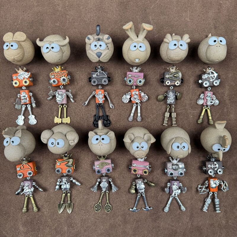 Twelve Zodiac Punk Robot Pendants Wooden Necklace Phone Chain Charms Zodiac Ornaments Twelve Zodiac Punk Robot Pendants Wooden Necklace Phone Chain Charms Zodiac Ornaments