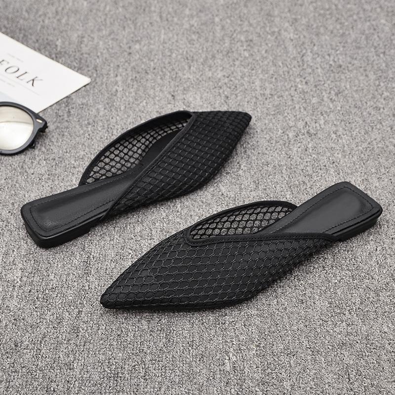 2026 Summer New Trendy Pointed-Toe Flat Sandals, Ins-Style Slip-On Half-Mules, Fairy-Style Closed-Toe Mules for Women