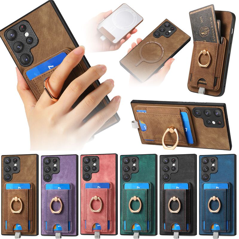 Suitable for Samsung Galaxy S24Ultra magnetic fit phone case S23 card holder card holder ring card holder