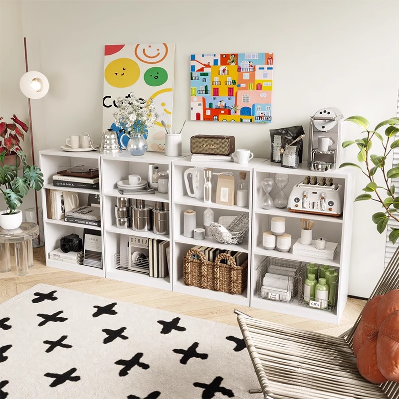 Home-use steel bookshelf, narrow-space book cabinet, simple freestanding storage unit, multi-tiered iron shelving for living room corners