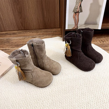 2025秋冬新款女宝宝时尚中帮短靴韩版公主复古马丁靴儿童鞋批发