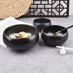 陶瓷碗纯黑碗钵碗僧人和尚钵盂居士素食钵碗圆形深碗拉面碗饭碗