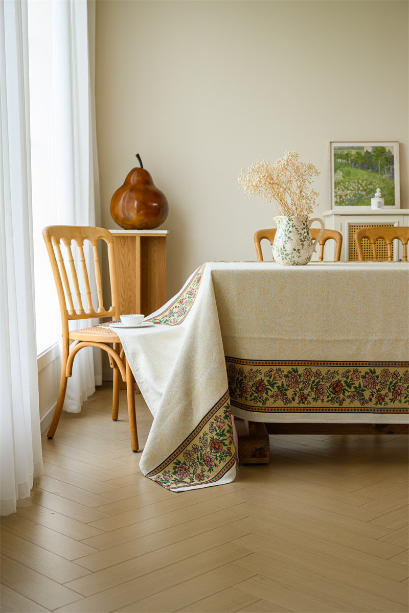 Vintage Jacquard Tischdecke Mit Blumenmuster Im Retro-stil_voghion.com