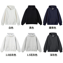 2025春秋冬新款美式重磅纽扣连帽卫衣纯色情侣穿搭打底帽衫潮服