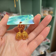 黄金色复古水母流苏耳钉古轻奢感耳环时尚气质耳饰婚嫁仿三金