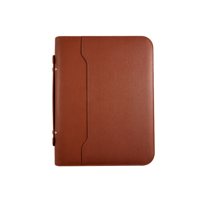 Nueva carpeta multifuncional A4 carpeta de administrador de oficina comercial carpeta de cuero con bolsa de cremallera de computadora en stock